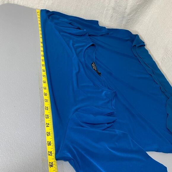 Susan Graver Womens Liquid Knit Tunic Top Size 2X Asymmetric Stretch Mature Blue - Picture 10 of 12